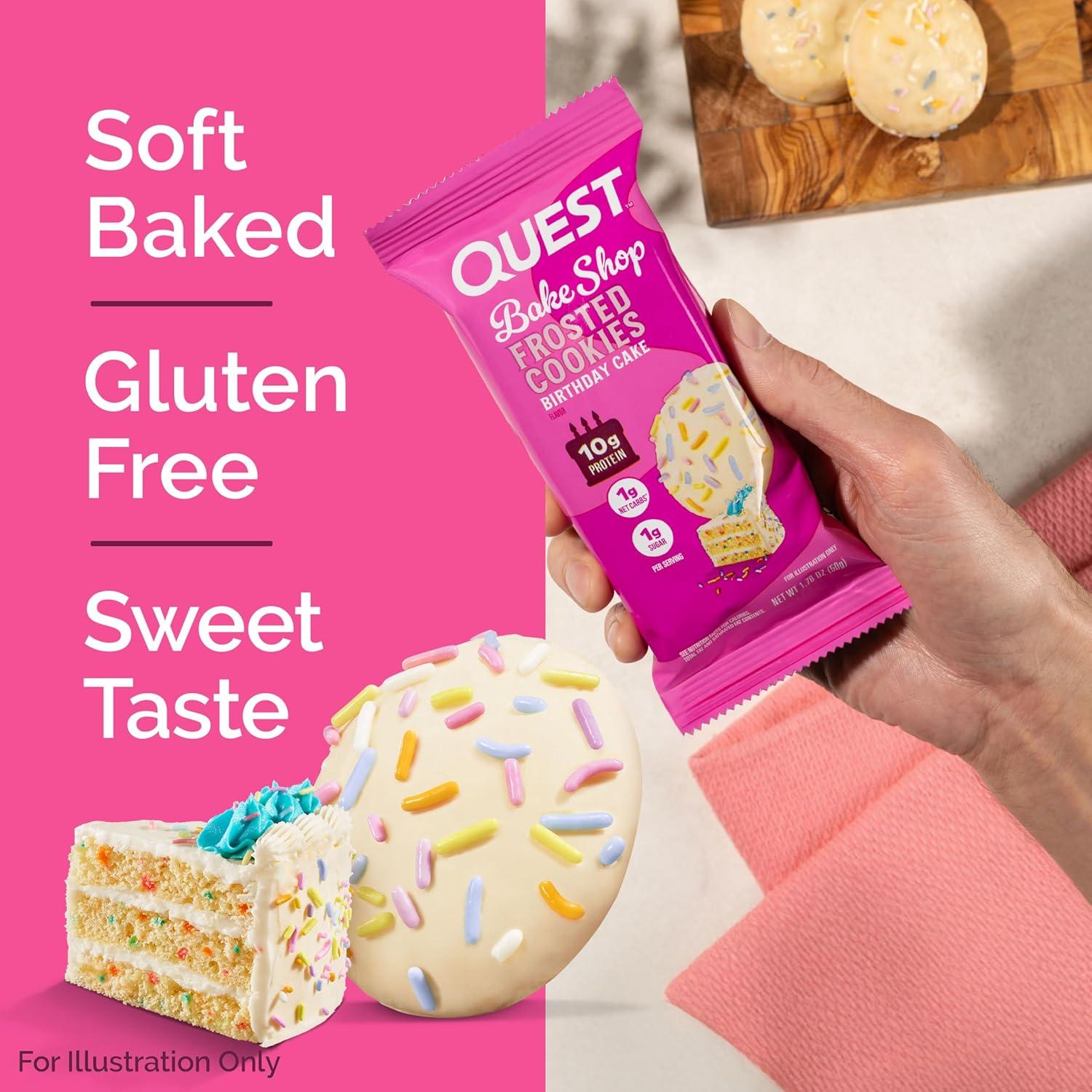 image:imageQuest Nutrition Frosted Protein Cookies Twin Pack Lemon Cake 1g Sugar 10g Protein 2g Net Carbs Gluten Free 16 CookiesBirthday Cake