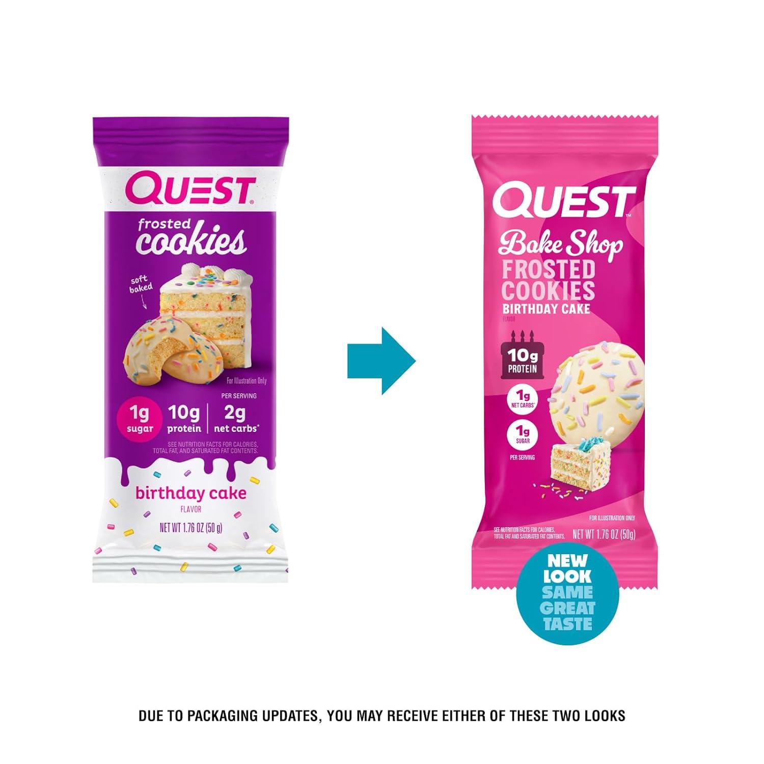 image:imageQuest Nutrition Frosted Protein Cookies Twin Pack Lemon Cake 1g Sugar 10g Protein 2g Net Carbs Gluten Free 16 CookiesBirthday Cake