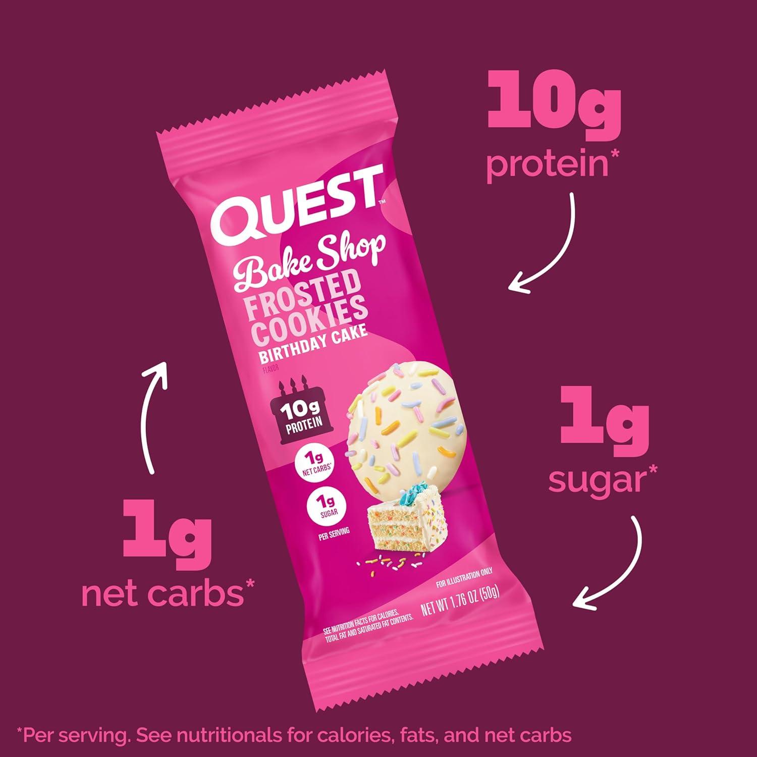 image:imageQuest Nutrition Frosted Protein Cookies Twin Pack Lemon Cake 1g Sugar 10g Protein 2g Net Carbs Gluten Free 16 CookiesBirthday Cake
