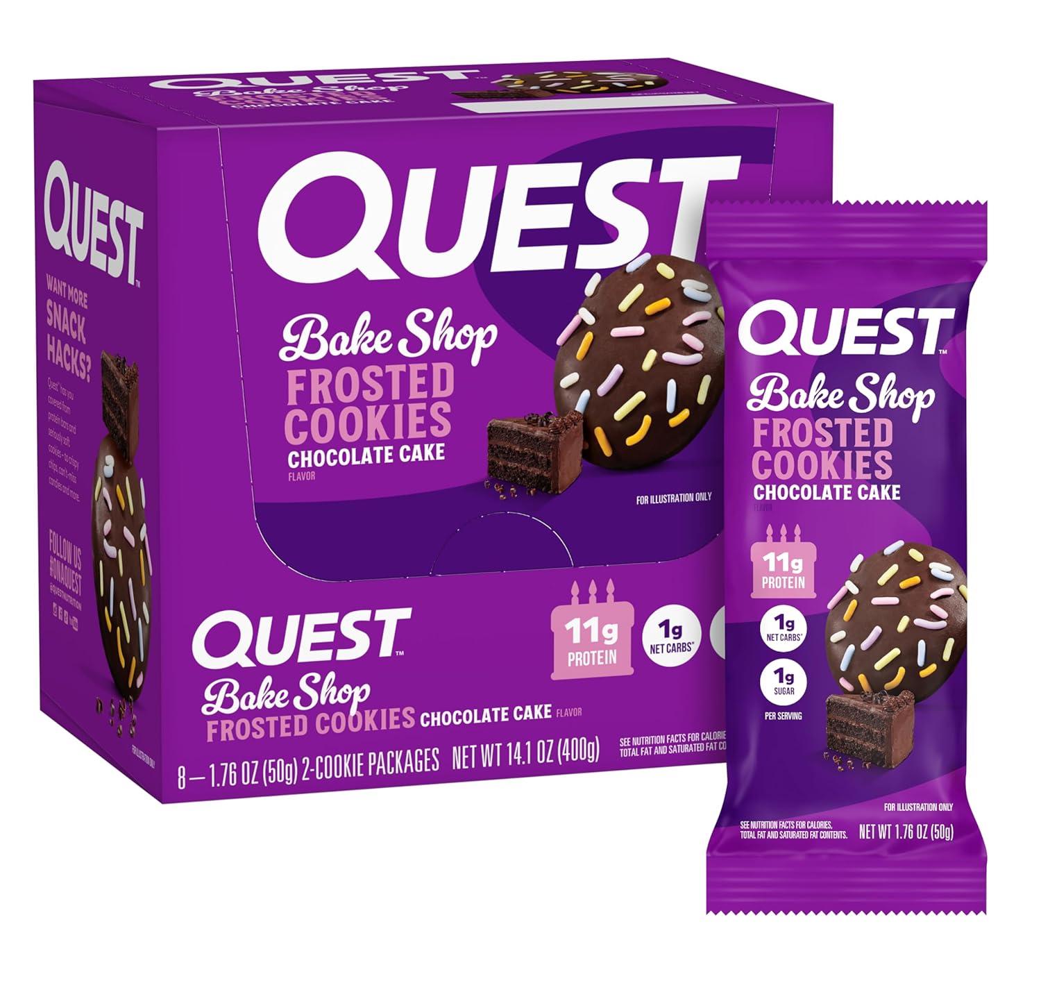 image:imageQuest Nutrition Frosted Protein Cookies Twin Pack Lemon Cake 1g Sugar 10g Protein 2g Net Carbs Gluten Free 16 CookiesChocolate Cake