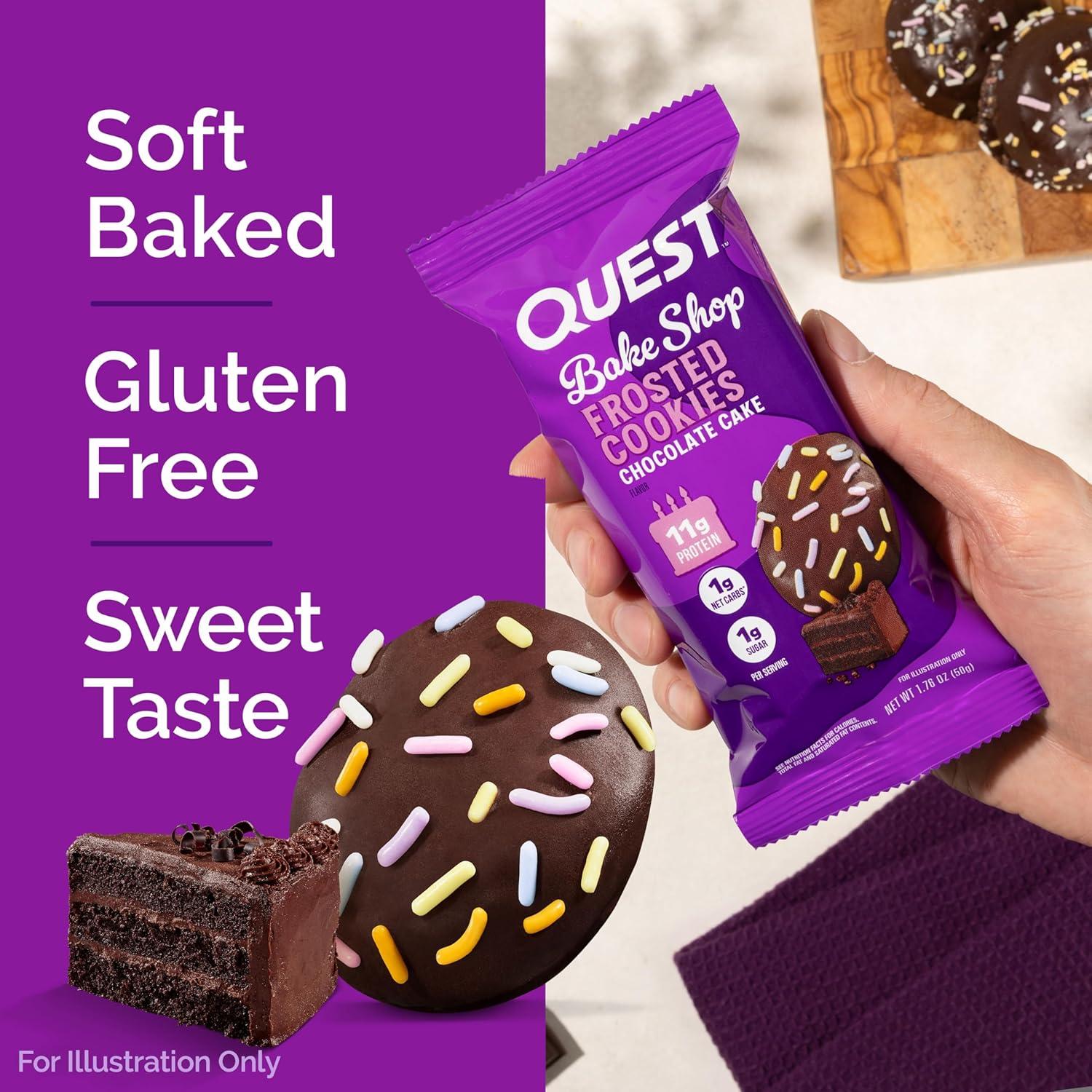 image:imageQuest Nutrition Frosted Protein Cookies Twin Pack Lemon Cake 1g Sugar 10g Protein 2g Net Carbs Gluten Free 16 CookiesChocolate Cake