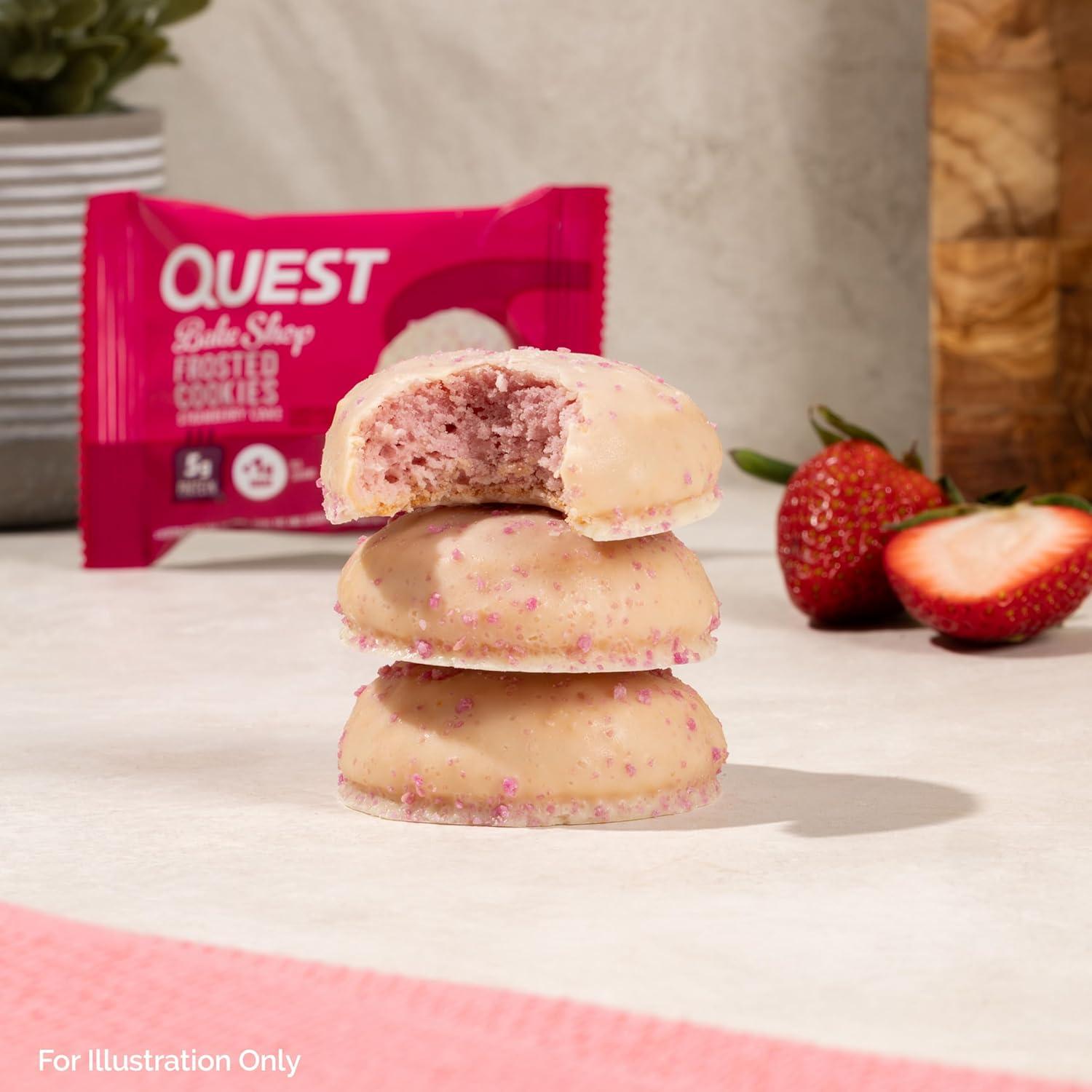 image:imageQuest Nutrition Frosted Protein Cookies Twin Pack Lemon Cake 1g Sugar 10g Protein 2g Net Carbs Gluten Free 16 CookiesStrawberry Cake