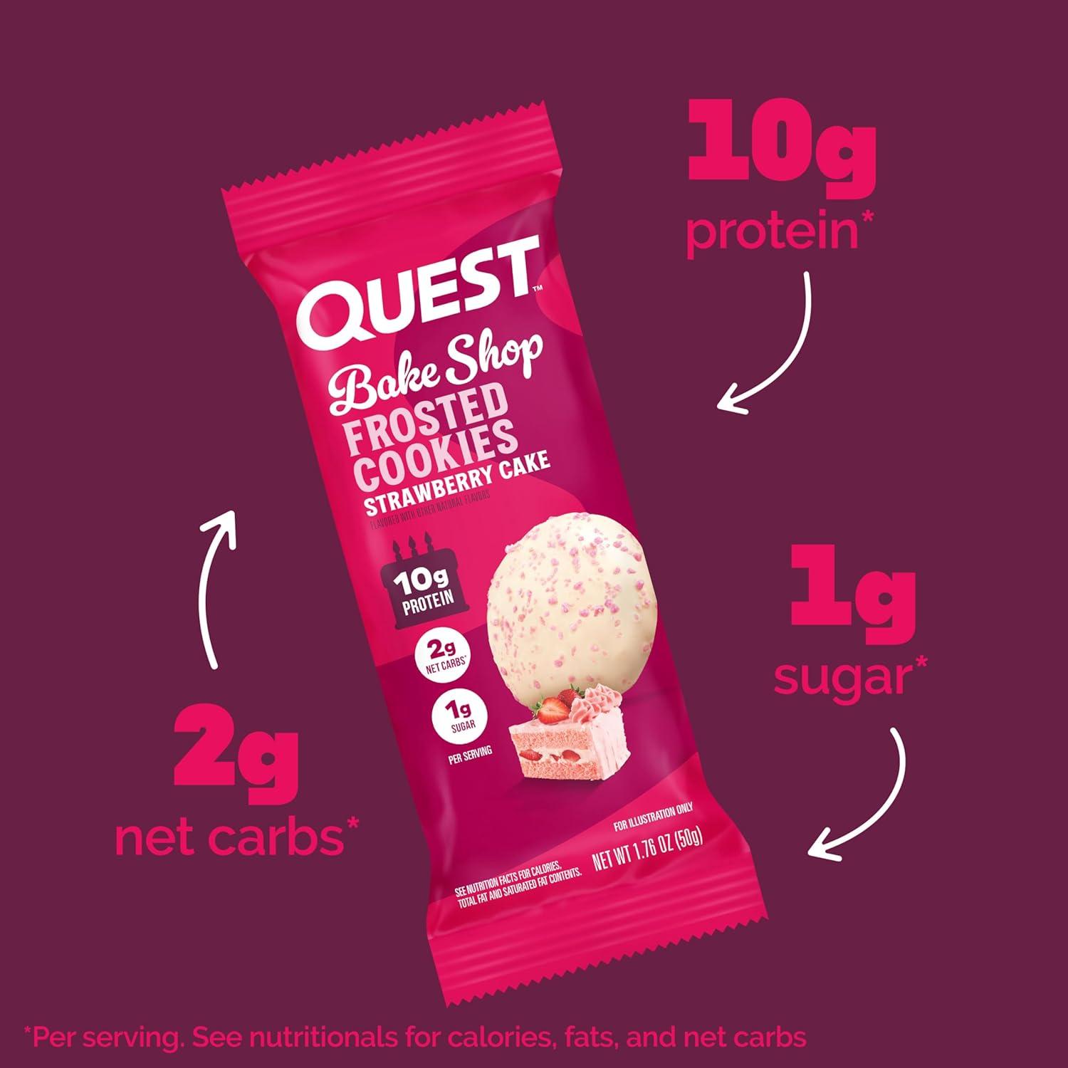 image:imageQuest Nutrition Frosted Protein Cookies Twin Pack Lemon Cake 1g Sugar 10g Protein 2g Net Carbs Gluten Free 16 CookiesStrawberry Cake