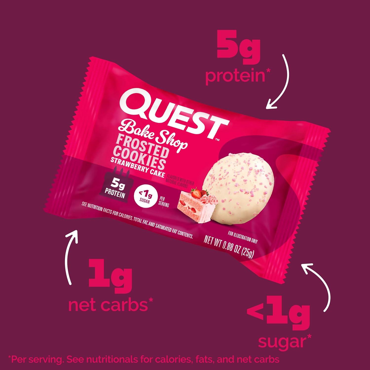 image:imageQuest Nutrition Frosted Protein Cookies Twin Pack Lemon Cake 1g Sugar 10g Protein 2g Net Carbs Gluten Free 16 CookiesStrawberry Cake