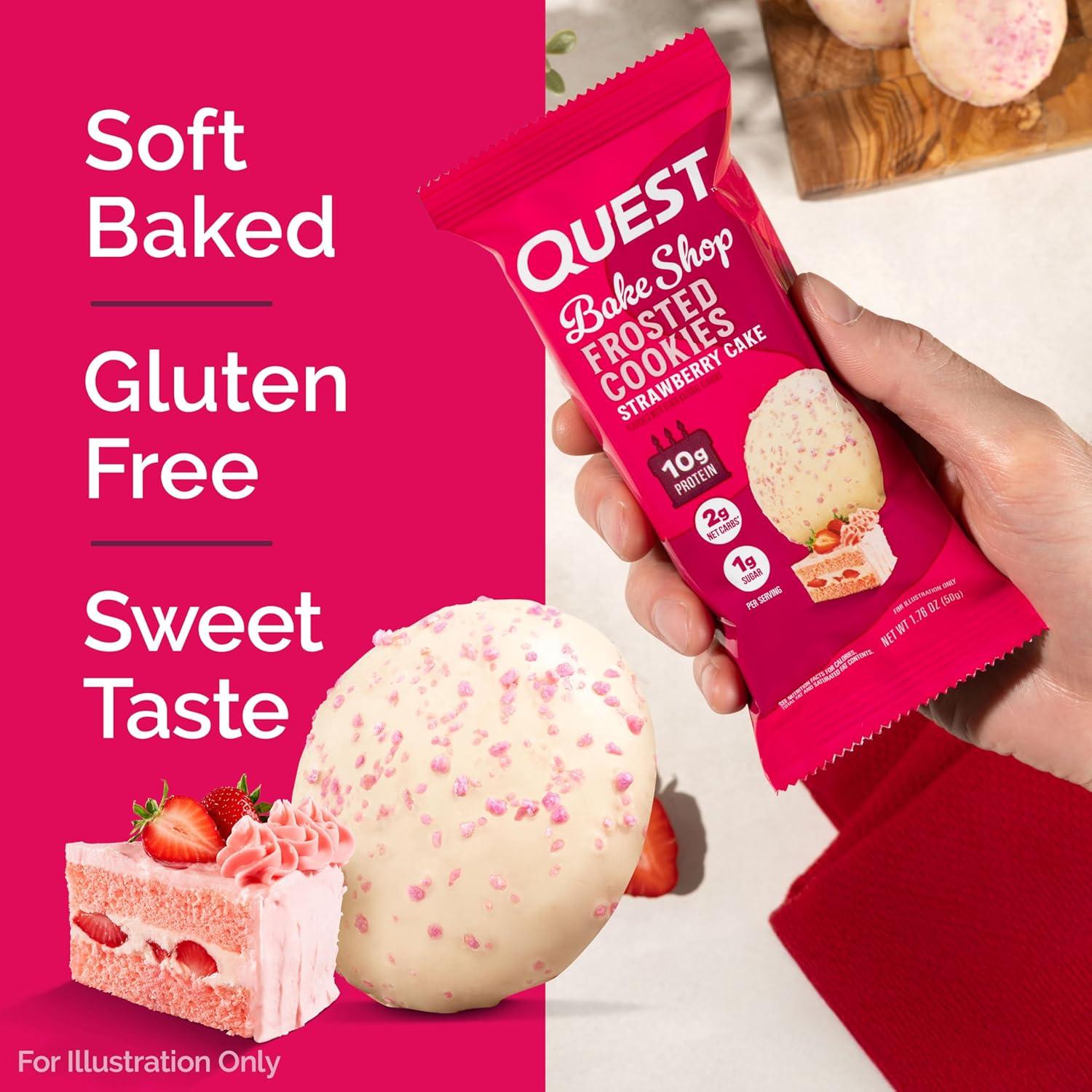 image:imageQuest Nutrition Frosted Protein Cookies Twin Pack Lemon Cake 1g Sugar 10g Protein 2g Net Carbs Gluten Free 16 CookiesStrawberry Cake