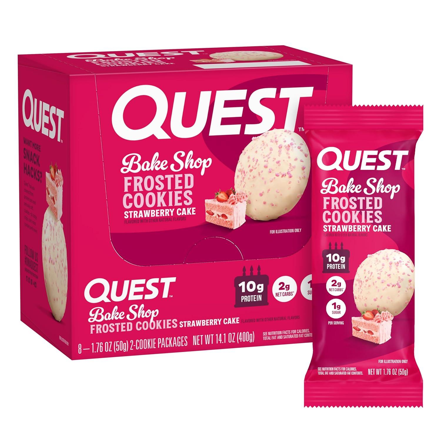 image:imageQuest Nutrition Frosted Protein Cookies Twin Pack Lemon Cake 1g Sugar 10g Protein 2g Net Carbs Gluten Free 16 CookiesStrawberry Cake