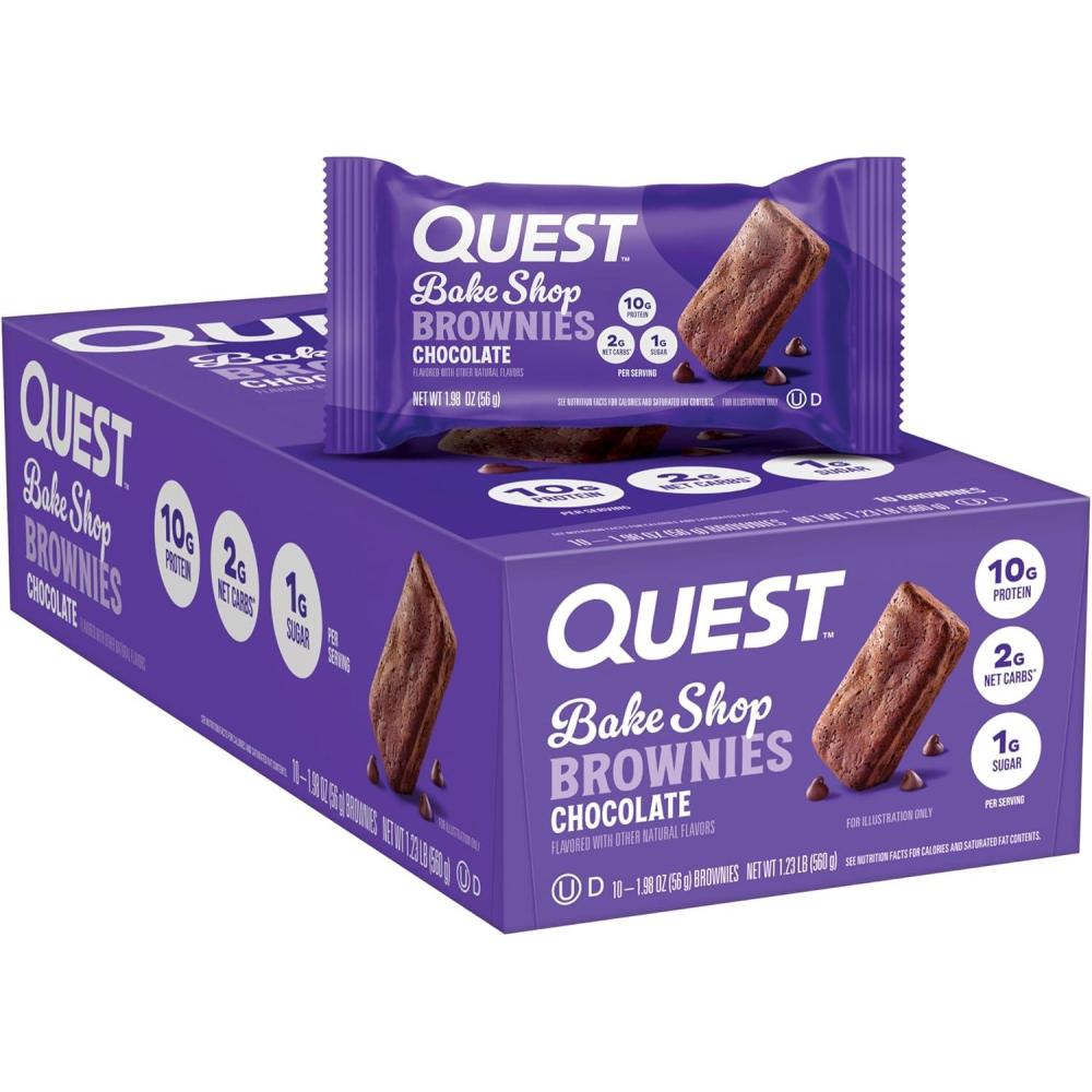 image:imageQuest Nutrition Bake Shop Chocolate Brownies 10g Protein 2g Net Carbs 1g Sugar Protein Snack 10 Count10 Count Pack of 1