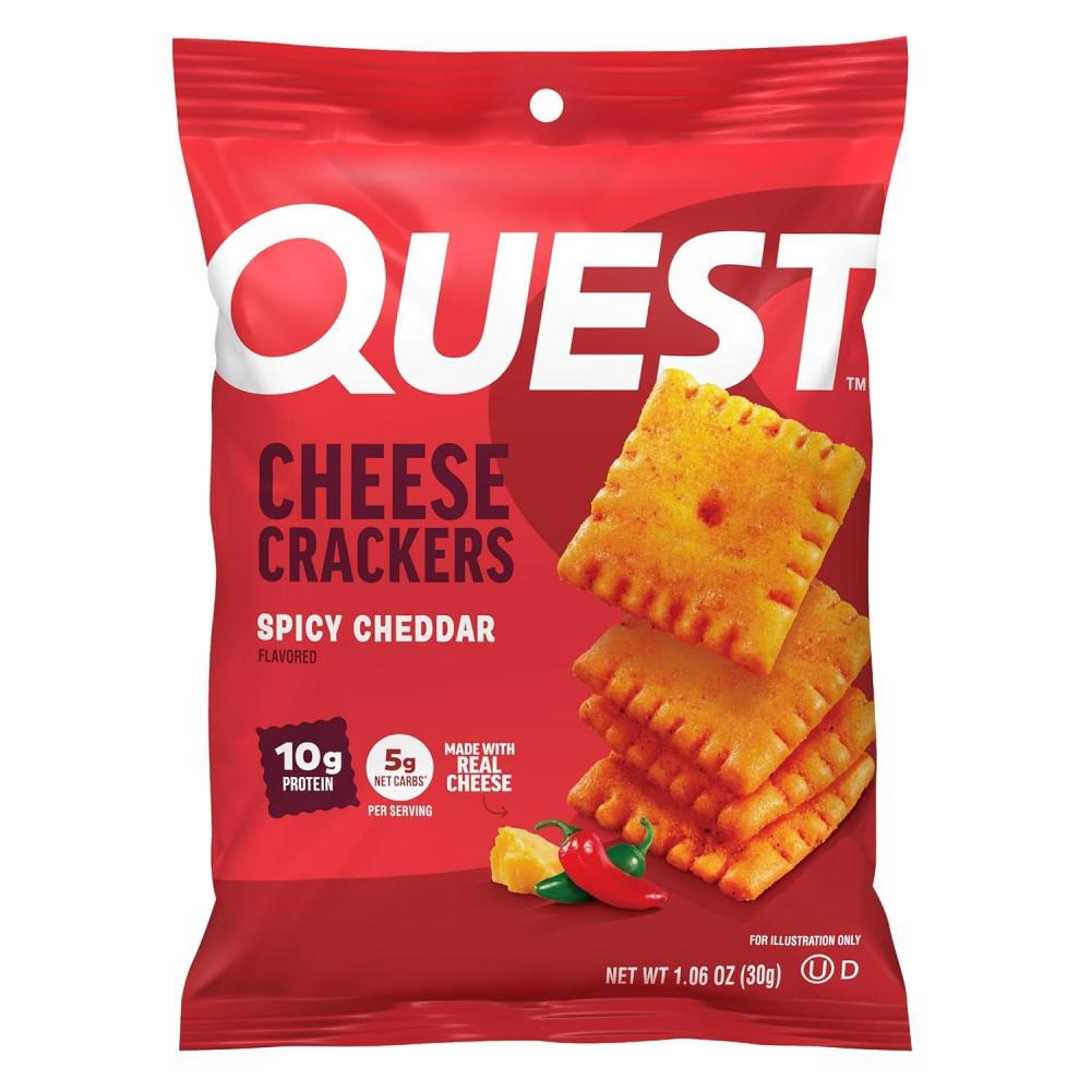 image:imageQuest Nutrition Cheese Crackers Zesty Ranch Flavor 10g Protein 5g Net Carbs High Protein 12 CountSpicy Cheddar