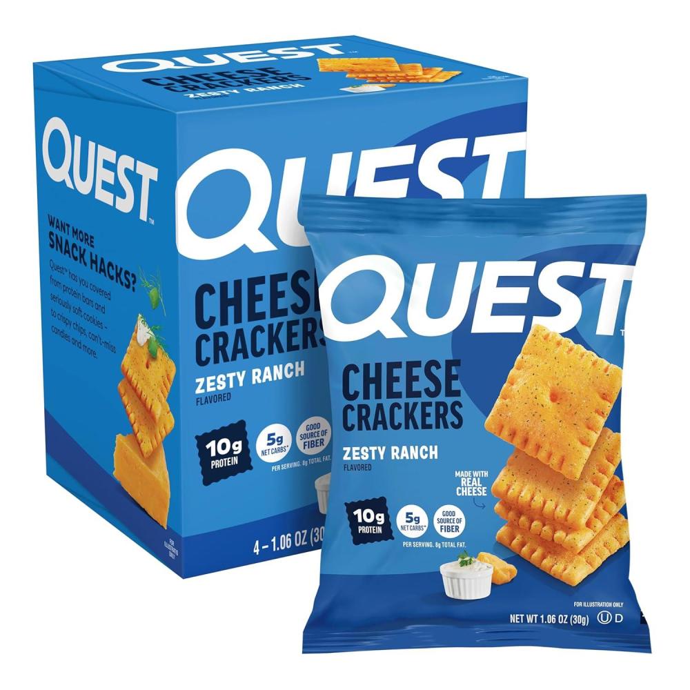 image:imageQuest Nutrition Cheese Crackers Zesty Ranch Flavor 10g Protein 5g Net Carbs High Protein 12 CountZesty Ranch