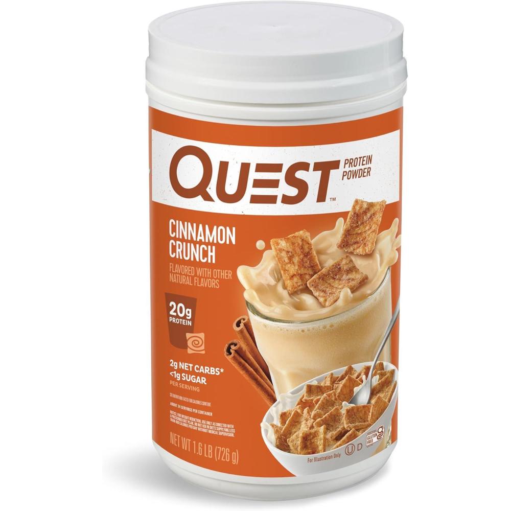 image:imageQuest Nutrition Cinnamon Crunch Protein Powder 20g Protein 2g Net Carb 1g Sugar Low Carb Gluten Free 16 Pound 24 ServingsCinnamon Crunch