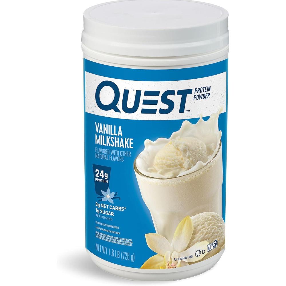 image:imageQuest Nutrition Cinnamon Crunch Protein Powder 20g Protein 2g Net Carb 1g Sugar Low Carb Gluten Free 16 Pound 24 ServingsVanilla Milkshake