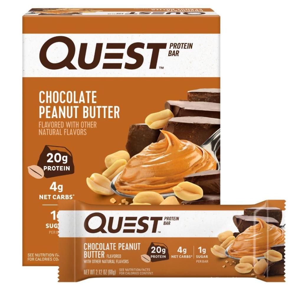 image:imageQuest Nutrition Cookies amp Cream Protein Bars 21g Protein 4g Net Carbs 1g Sugar High Fiber Gluten Free Keto Friendly 4 CountChocolate Peanut Butter