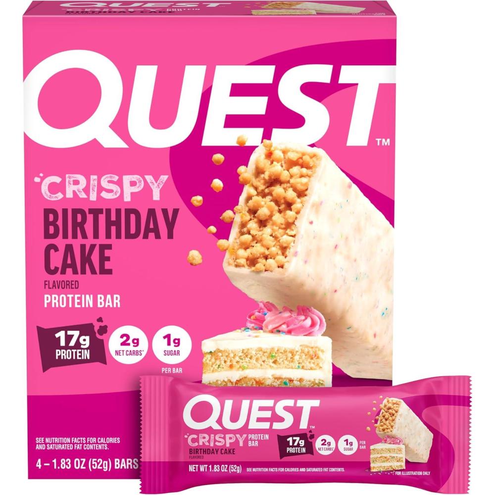 image:imageQuest Nutrition Crispy Cookies amp Cream Hero Protein Bar 18g Protein 1g Sugar 3g Net Carb Gluten Free Protein Snack Keto Friendly 12 CountBirthday Cake