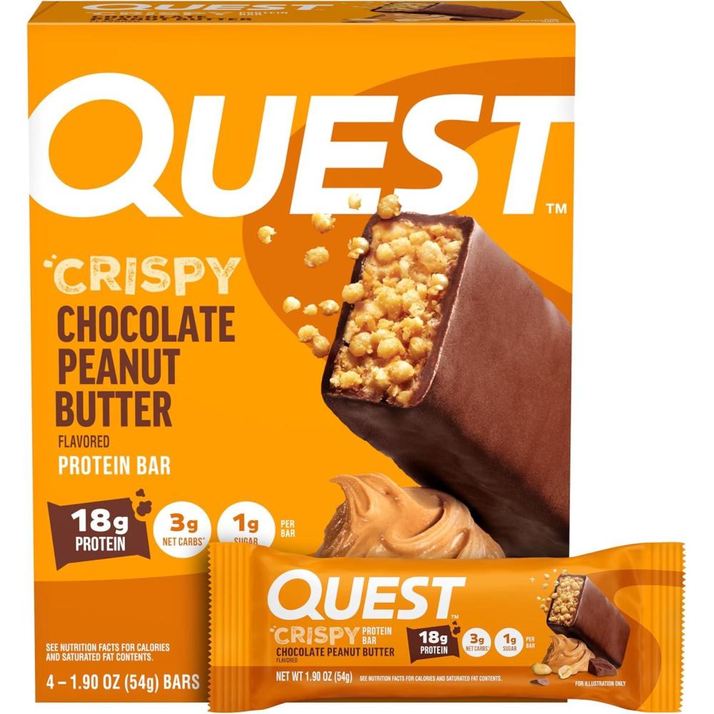 image:imageQuest Nutrition Crispy Cookies amp Cream Hero Protein Bar 18g Protein 1g Sugar 3g Net Carb Gluten Free Protein Snack Keto Friendly 12 CountPeanut Butter