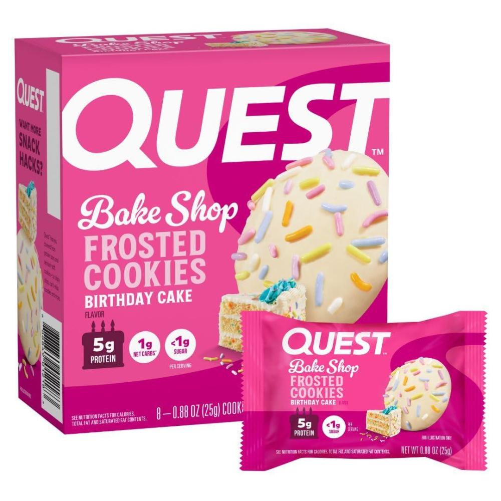 image:imageQuest Nutrition Frosted Protein Cookies Twin Pack Lemon Cake 1g Sugar 10g Protein 2g Net Carbs Gluten Free 16 CookiesBirthday Cake