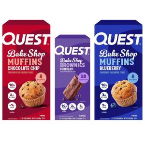 image:imageQuest Nutrition Blueberry Muffin 10g Protein 3g Net Carb 2g Sugar Protein Snack 8 CountChocolate Brownies  Blueberry Muffins  Chocolate Chip Muffins