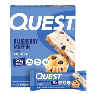 image:imageQuest Nutrition Cookies amp Cream Protein Bars 21g Protein 4g Net Carbs 1g Sugar High Fiber Gluten Free Keto Friendly 4 CountBlueberry Muffin