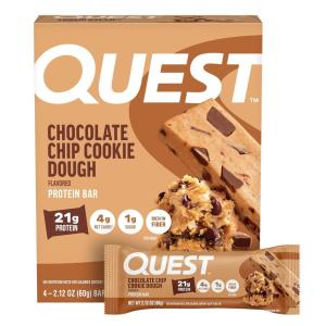 image:imageQuest Nutrition Cookies amp Cream Protein Bars 21g Protein 4g Net Carbs 1g Sugar High Fiber Gluten Free Keto Friendly 4 CountChocolate Chip Cookie Dough