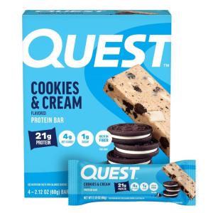 image:imageQuest Nutrition Cookies amp Cream Protein Bars 21g Protein 4g Net Carbs 1g Sugar High Fiber Gluten Free Keto Friendly 4 CountCookies And Cream