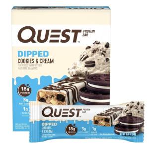 image:imageQuest Nutrition Cookies amp Cream Protein Bars 21g Protein 4g Net Carbs 1g Sugar High Fiber Gluten Free Keto Friendly 4 CountDipped Cookies  Cream
