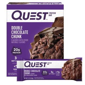 image:imageQuest Nutrition Cookies amp Cream Protein Bars 21g Protein 4g Net Carbs 1g Sugar High Fiber Gluten Free Keto Friendly 4 CountDouble Chocolate Chunk