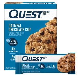 image:imageQuest Nutrition Cookies amp Cream Protein Bars 21g Protein 4g Net Carbs 1g Sugar High Fiber Gluten Free Keto Friendly 4 CountOatmeal Chocolate Chip