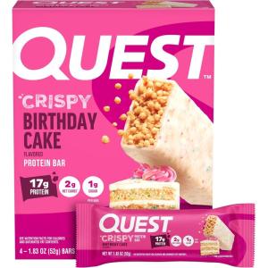 image:imageQuest Nutrition Crispy Cookies amp Cream Hero Protein Bar 18g Protein 1g Sugar 3g Net Carb Gluten Free Protein Snack Keto Friendly 12 CountBirthday Cake