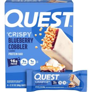 image:imageQuest Nutrition Crispy Cookies amp Cream Hero Protein Bar 18g Protein 1g Sugar 3g Net Carb Gluten Free Protein Snack Keto Friendly 12 CountBlueberry Cobbler