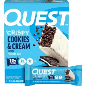 image:imageQuest Nutrition Crispy Cookies amp Cream Hero Protein Bar 18g Protein 1g Sugar 3g Net Carb Gluten Free Protein Snack Keto Friendly 12 CountCookies And Cream