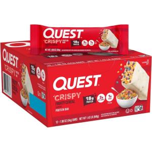 image:imageQuest Nutrition Crispy Cookies amp Cream Hero Protein Bar 18g Protein 1g Sugar 3g Net Carb Gluten Free Protein Snack Keto Friendly 12 CountFruity Cereal