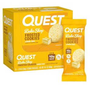 image:imageQuest Nutrition Frosted Protein Cookies Twin Pack Lemon Cake 1g Sugar 10g Protein 2g Net Carbs Gluten Free 16 CookiesLemon Cake