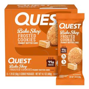 image:imageQuest Nutrition Frosted Protein Cookies Twin Pack Lemon Cake 1g Sugar 10g Protein 2g Net Carbs Gluten Free 16 CookiesPeanut Butter