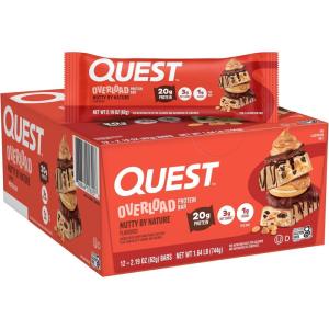 image:imageQuest Nutrition Overload Protein Bars Chocolate Explosion 20g Protein 1g Sugar 3g Net Carbs Gluten Free 12 CountNutty by Nature