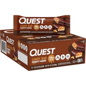 image:imageQuest Nutrition Protein Bar Peanutty Caramel Flavor 15g Protein 2g Sugar Low Sugar Gluten Free 12 Count