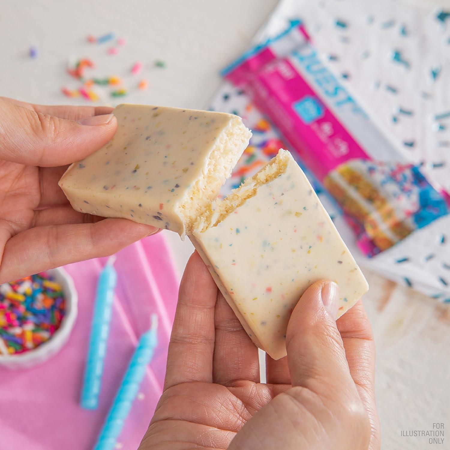 image:imageQuest Nutrition Birthday Cake Protein Bars 20g Protein 4g net Carbs 1g Sugar Gluten Free Keto Friendly 4 Count