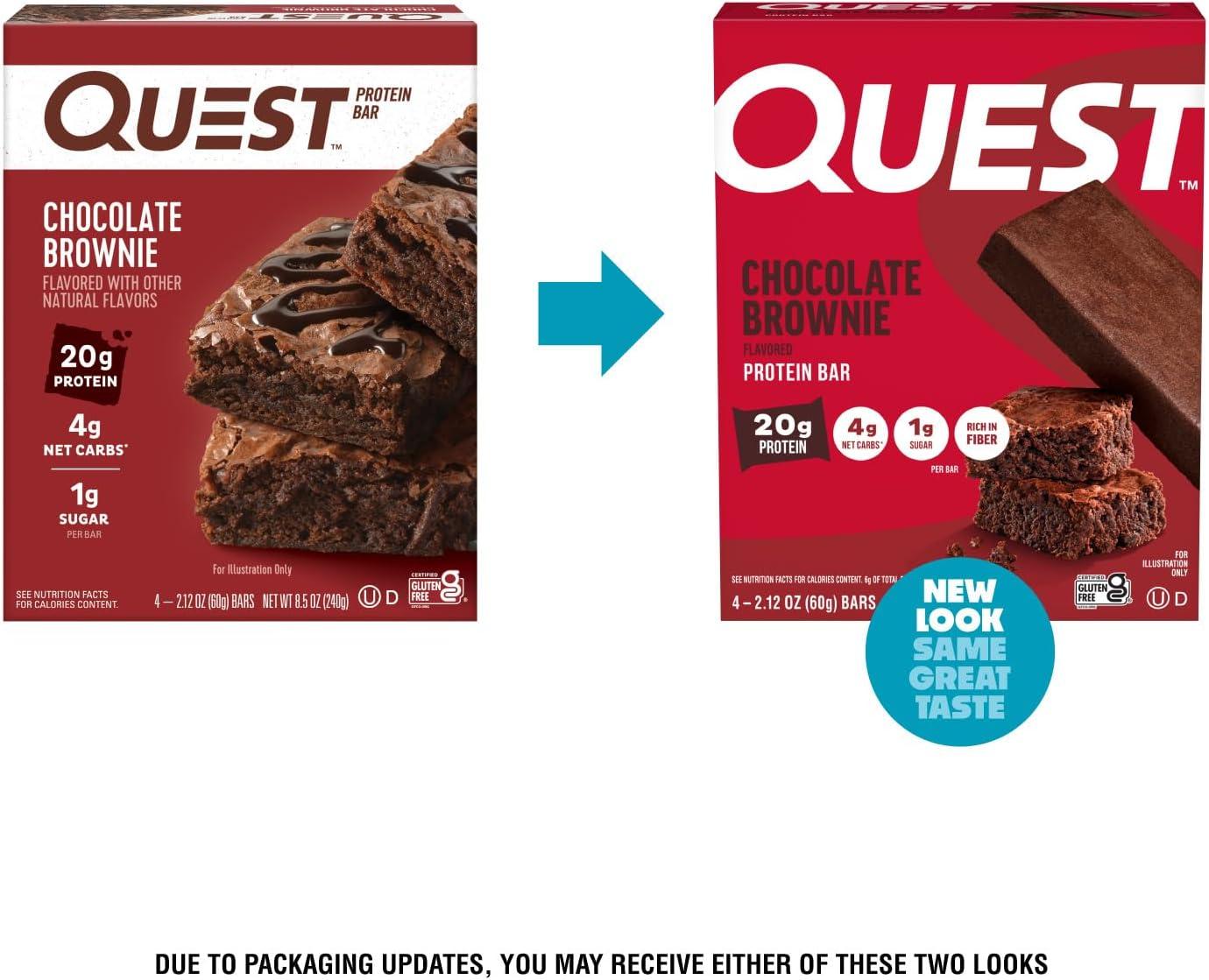 image:imageQuest Nutrition Chocolate Brownie Protein Bars 20g Protein 4g Net Carbs 1g Sugar High Fiber Gluten Free Keto Friendly 4 Count