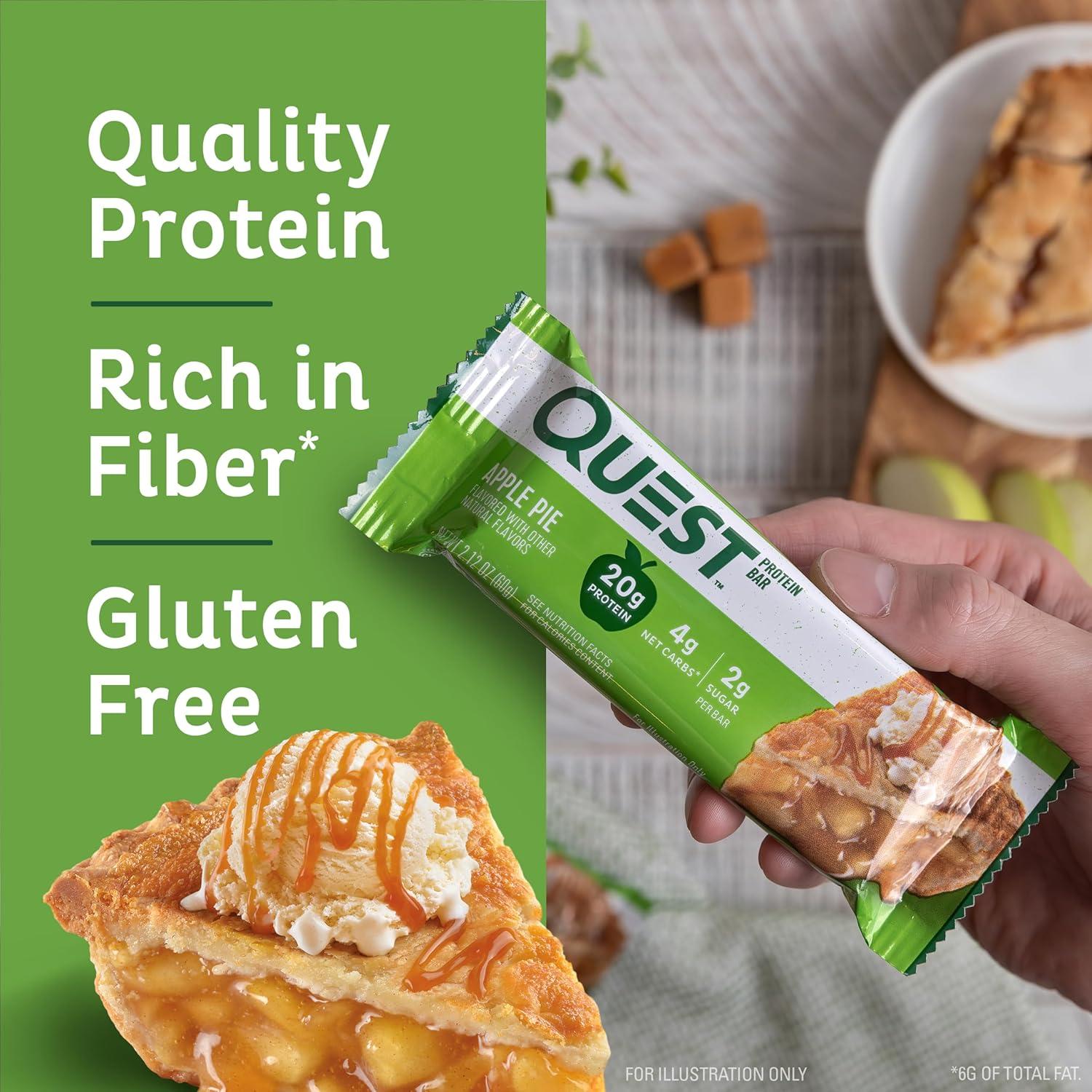 image:imageQuest Nutrition Chocolate Chip Cookie Dough Protein Bars High Protein Low Carb Gluten Free Keto Friendly 12 CountApple Pie