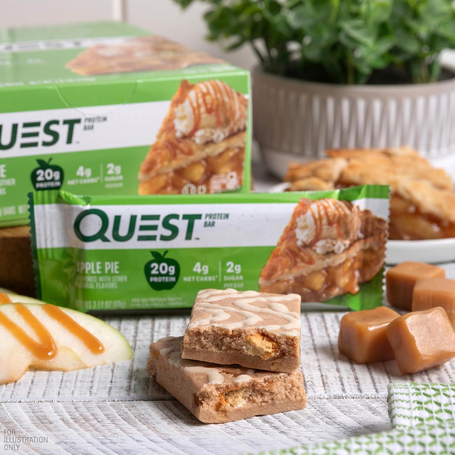 image:imageQuest Nutrition Chocolate Chip Cookie Dough Protein Bars High Protein Low Carb Gluten Free Keto Friendly 12 CountApple Pie