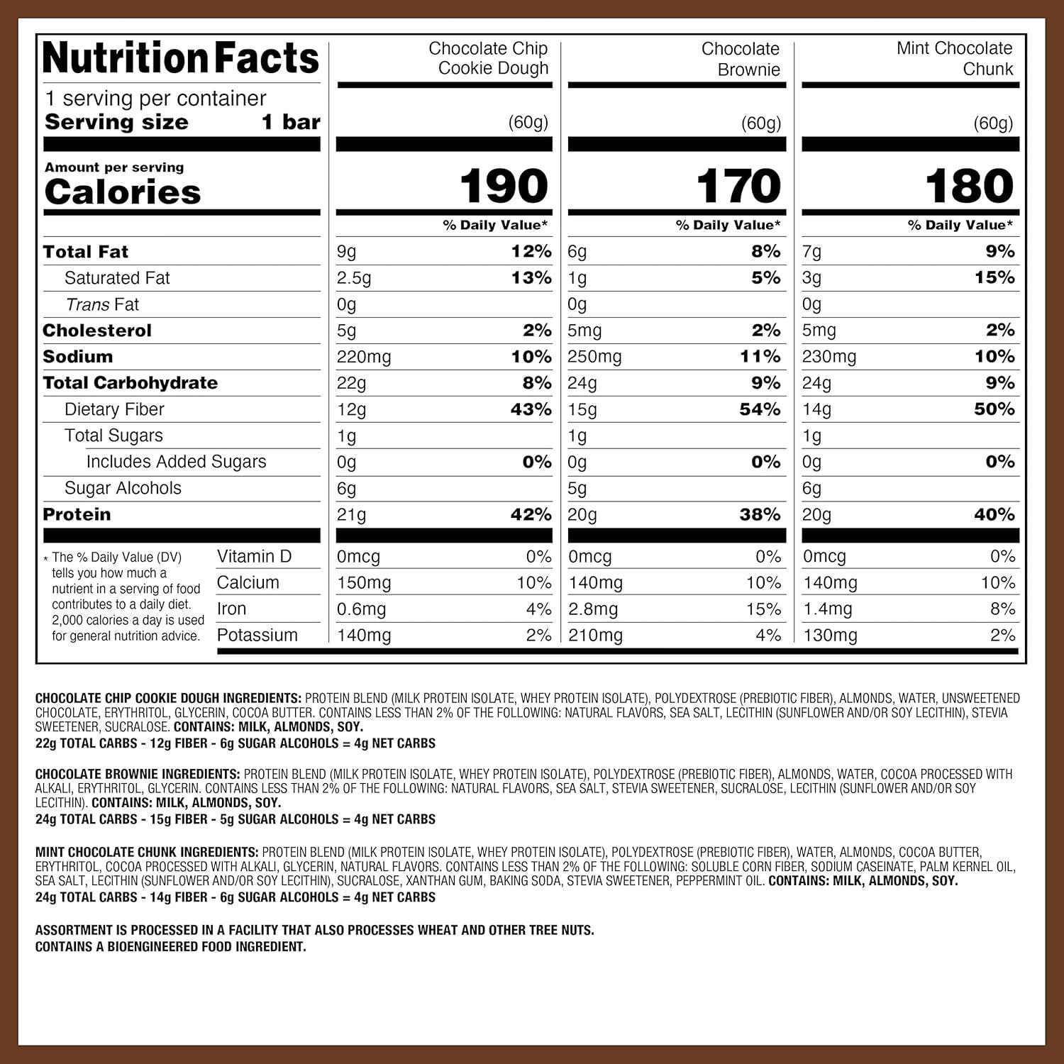image:imageQuest Nutrition Chocolate Chip Cookie Dough Protein Bars High Protein Low Carb Gluten Free Keto Friendly 12 CountChocolate Lovers Variety Pack