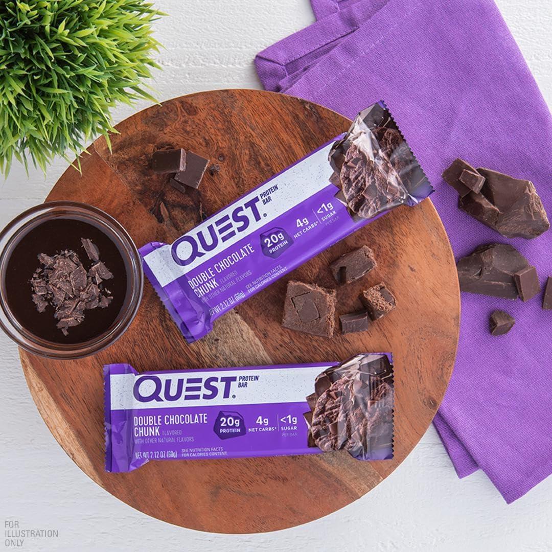 image:imageQuest Nutrition Chocolate Chip Cookie Dough Protein Bars High Protein Low Carb Gluten Free Keto Friendly 12 CountDouble Chocolate Chunk