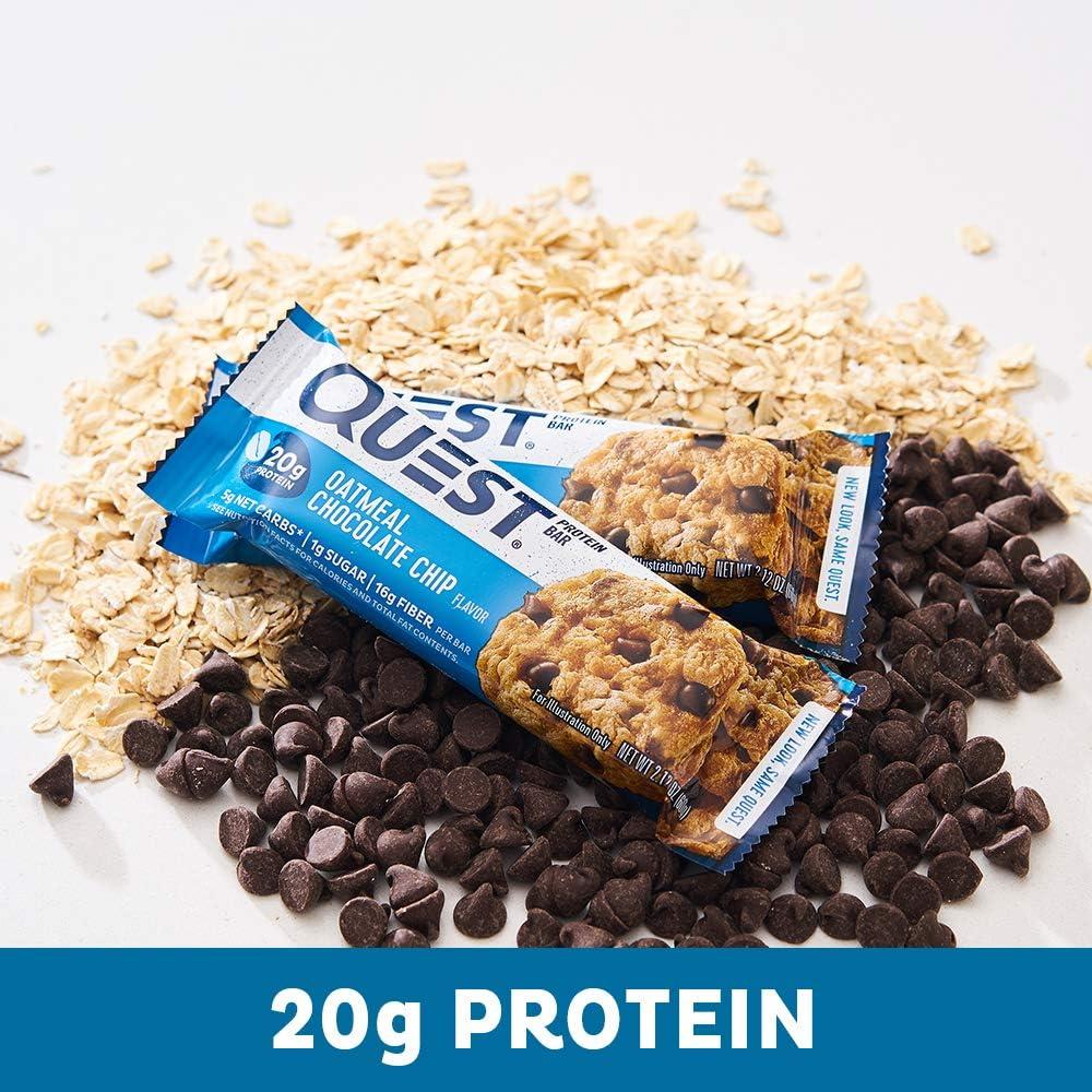 image:imageQuest Nutrition Chocolate Chip Cookie Dough Protein Bars High Protein Low Carb Gluten Free Keto Friendly 12 CountOatmeal Chocolate Chip