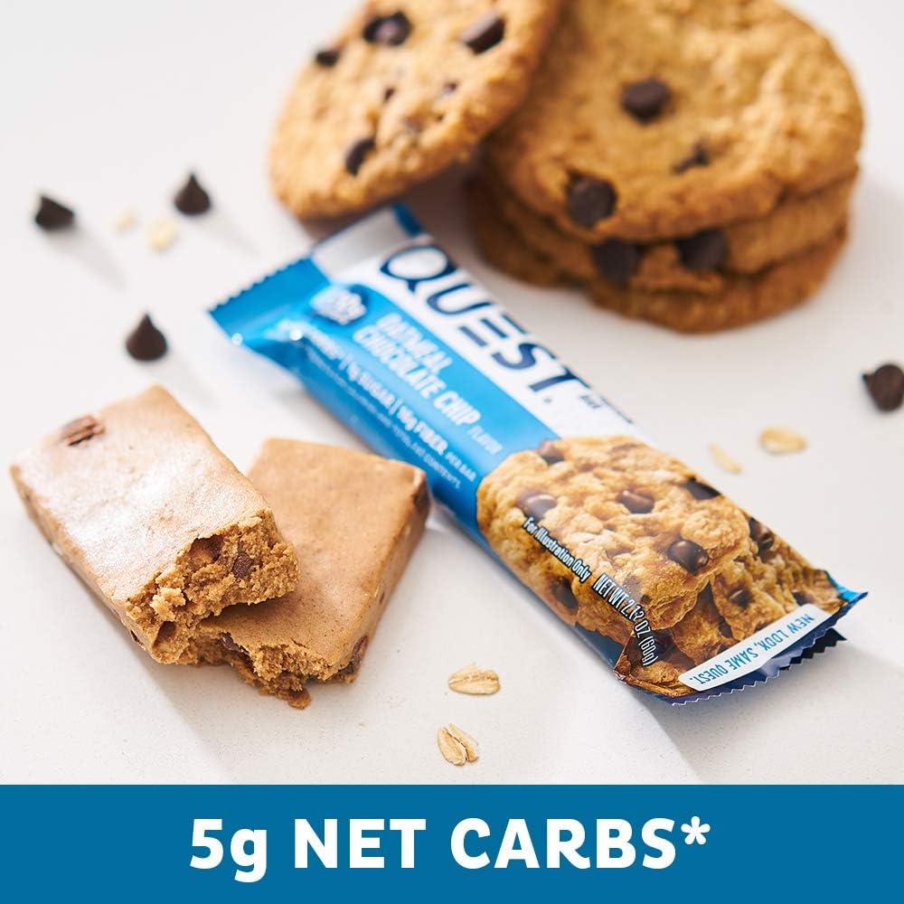 image:imageQuest Nutrition Chocolate Chip Cookie Dough Protein Bars High Protein Low Carb Gluten Free Keto Friendly 12 CountOatmeal Chocolate Chip