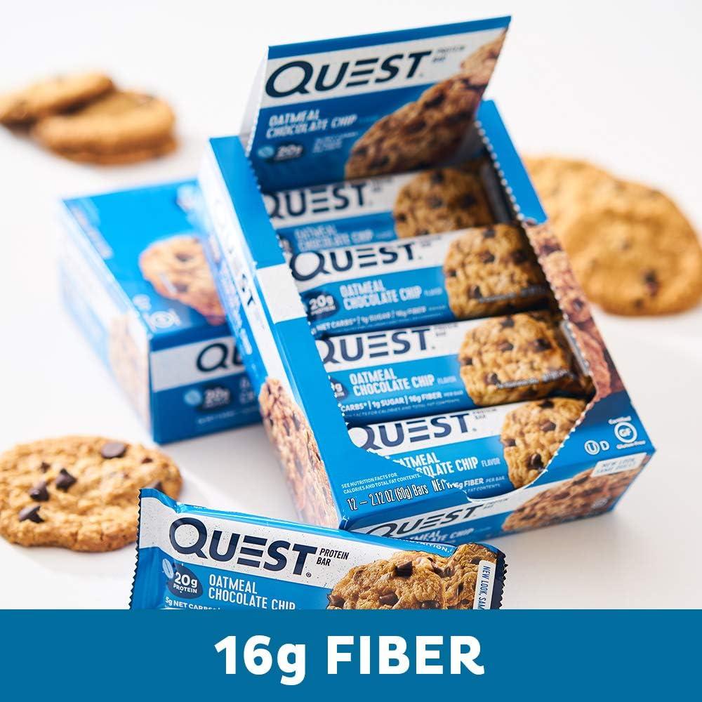 image:imageQuest Nutrition Chocolate Chip Cookie Dough Protein Bars High Protein Low Carb Gluten Free Keto Friendly 12 CountOatmeal Chocolate Chip