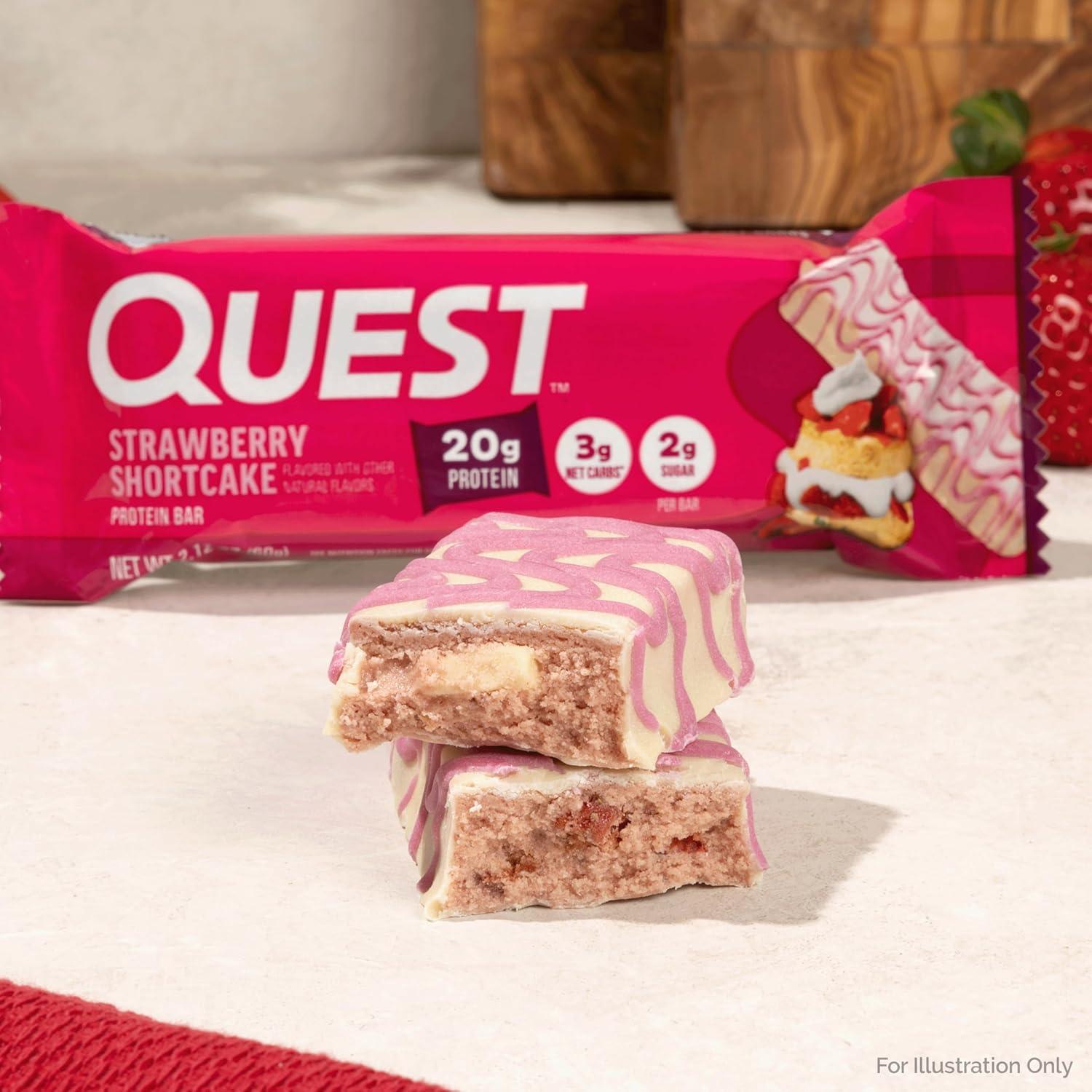 image:imageQuest Nutrition Chocolate Chip Cookie Dough Protein Bars High Protein Low Carb Gluten Free Keto Friendly 12 CountStrawberry Shortcake