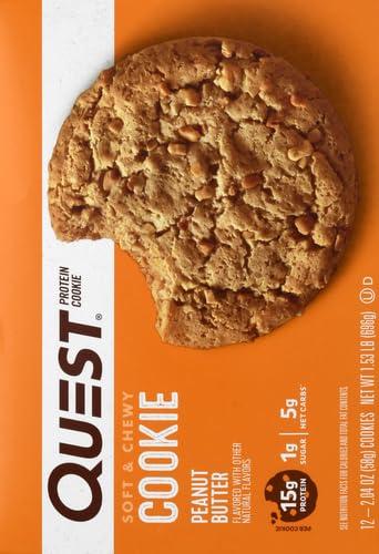 image:imageQuest Nutrition Chocolate Chip Protein Cookie 15g Protein 1g Sugar 2g Net Carbs Keto Friendly High Protein Low Carb 12 CountPeanut Butter