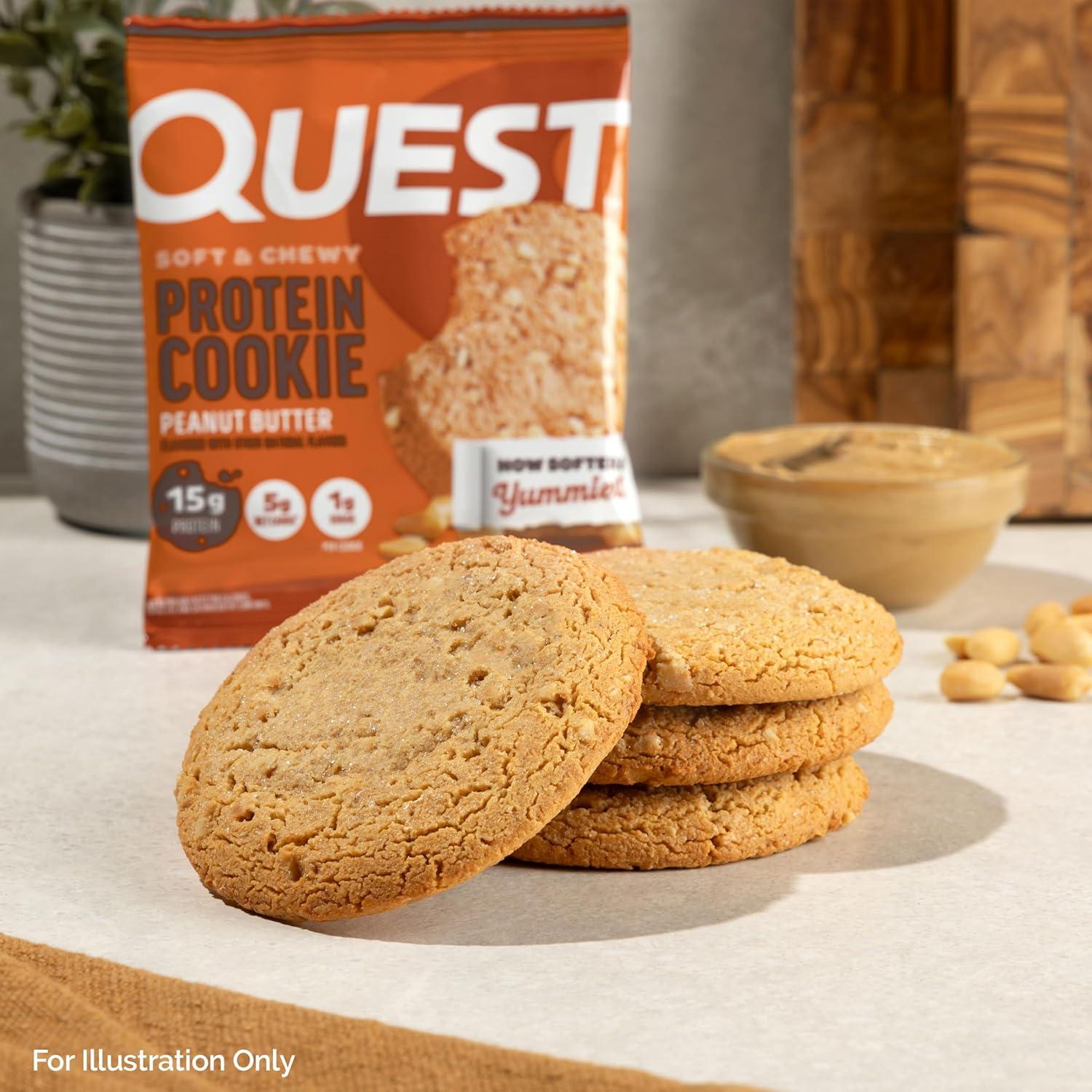 image:imageQuest Nutrition Chocolate Chip Protein Cookie 15g Protein 1g Sugar 2g Net Carbs Keto Friendly High Protein Low Carb 12 CountPeanut Butter