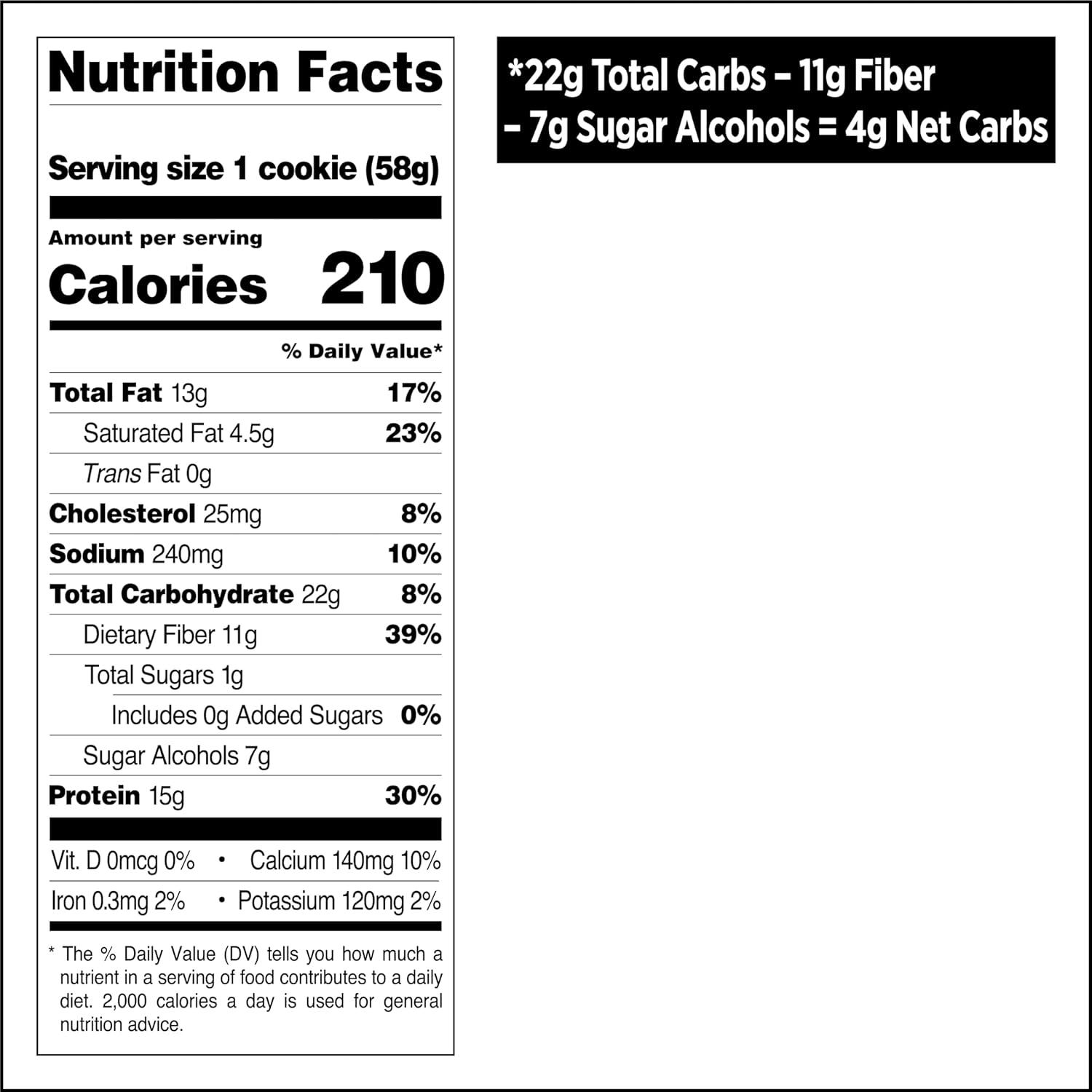 image:imageQuest Nutrition Chocolate Chip Protein Cookie 15g Protein 1g Sugar 2g Net Carbs Keto Friendly High Protein Low Carb 12 CountPeanut Butter Chocolate Chip