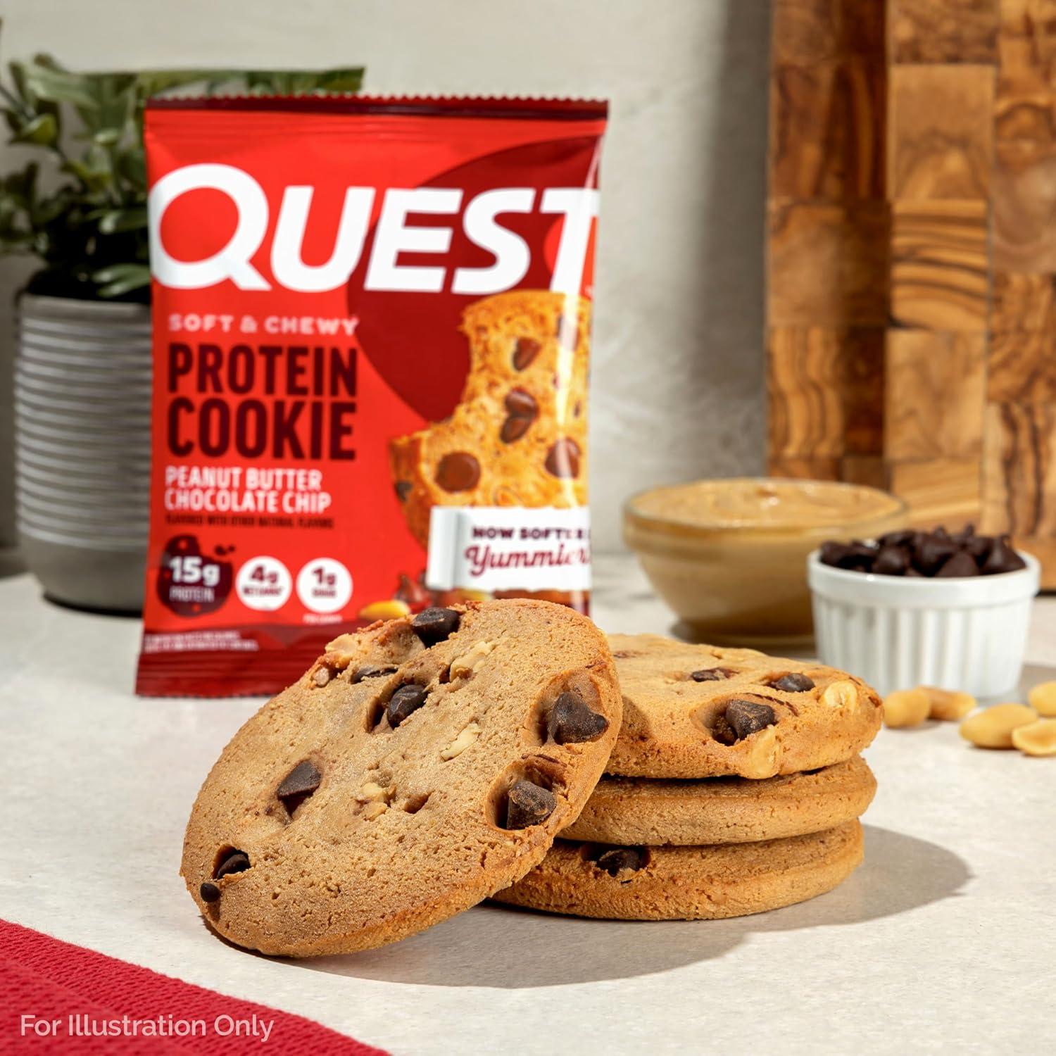 image:imageQuest Nutrition Chocolate Chip Protein Cookie 15g Protein 1g Sugar 2g Net Carbs Keto Friendly High Protein Low Carb 12 CountPeanut Butter Chocolate Chip
