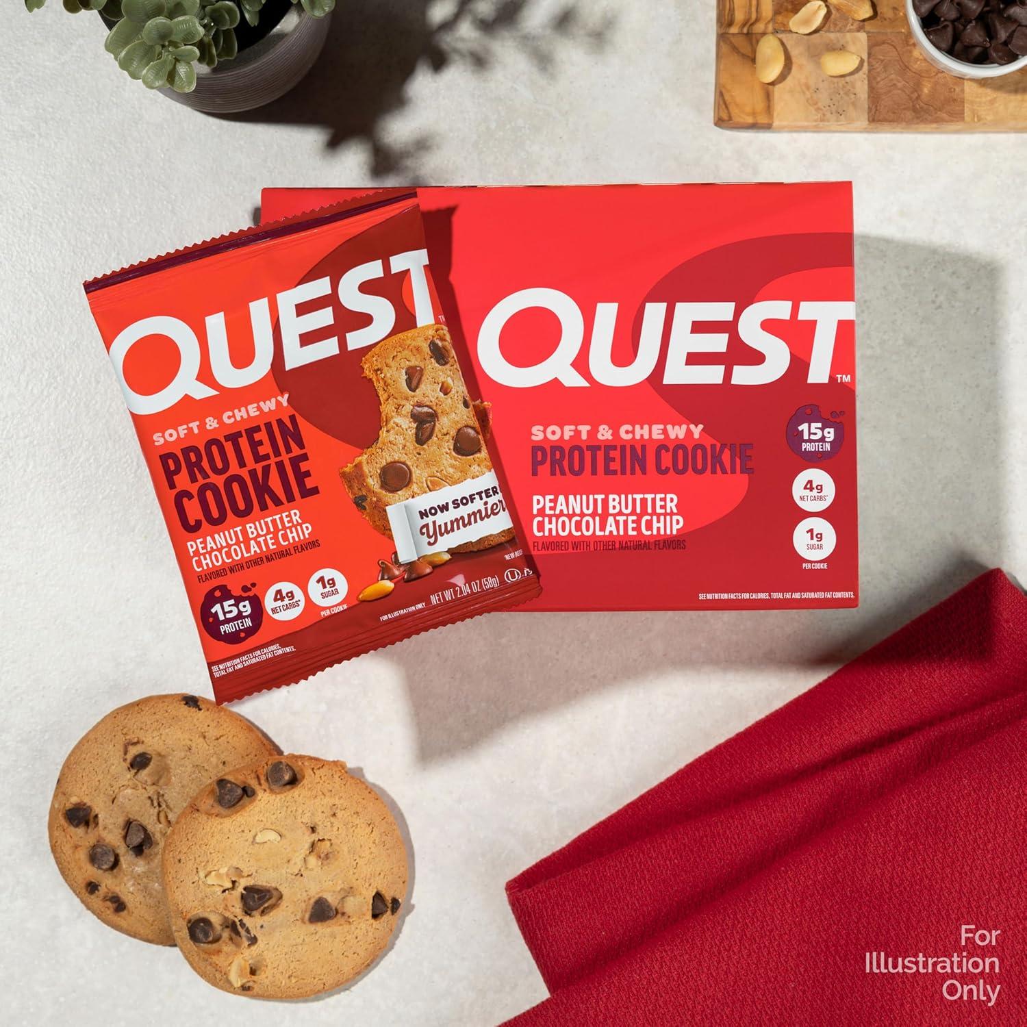 image:imageQuest Nutrition Chocolate Chip Protein Cookie 15g Protein 1g Sugar 2g Net Carbs Keto Friendly High Protein Low Carb 12 CountPeanut Butter Chocolate Chip