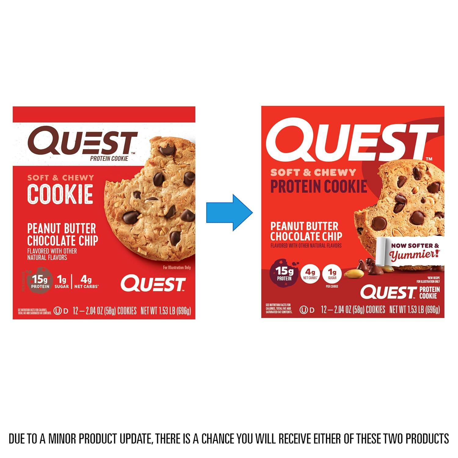 image:imageQuest Nutrition Chocolate Chip Protein Cookie 15g Protein 1g Sugar 2g Net Carbs Keto Friendly High Protein Low Carb 12 CountPeanut Butter Chocolate Chip